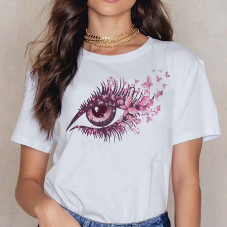 Tricouri Fluturi - Tricou Dama Alb Buterfly Lens