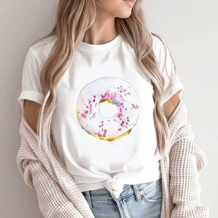 Tricouri Diverse - Tricou Dama Alb Cream Donut