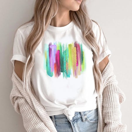 Tricouri Abstract - Tricou Dama Alb Purple Glitters