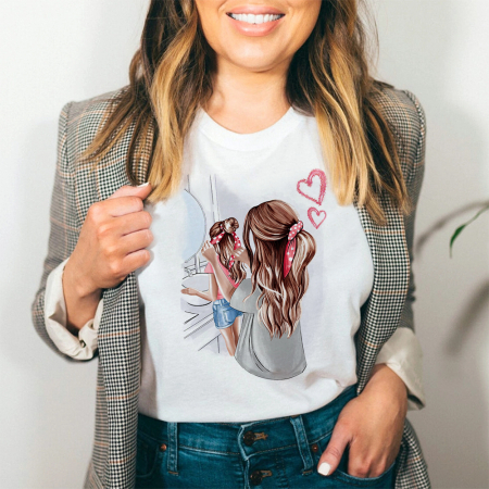 Tricouri Mom - Tricou Dama Alb Caring Mother