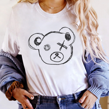 Tricouri Teddy - Tricou Dama Alb Cross Bear