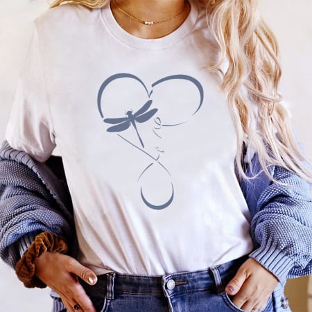 Tricouri Fluturi - Tricou Dama Alb Libelula