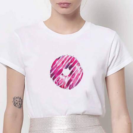 Tricouri Diverse - Tricou Dama Alb Pink Donut