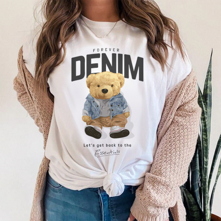 Tricouri Teddy - Tricou Dama Alb Forever Denimi