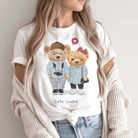 Tricouri Love - Tricou Dama Alb Cute Couple