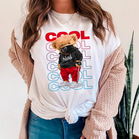Tricouri Teddy - Tricou Dama Alb Cool bear