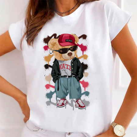 Tricouri Teddy - Tricou Dama Alb Hip bear