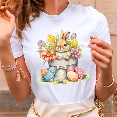 Tricouri Paste - Tricou Dama Alb Cozy Easter Corner