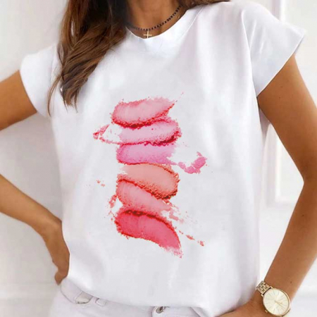 Tricouri Abstract - Tricou Dama Alb Cosmetic Powder