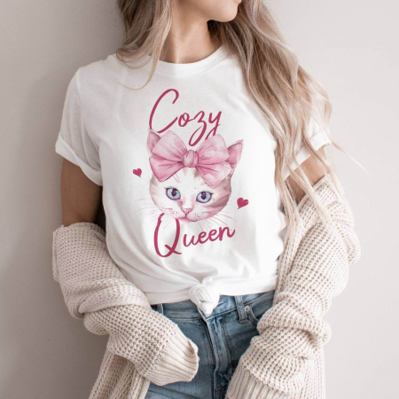 Tricouri Diverse - Tricou Dama Alb Cozy Queen