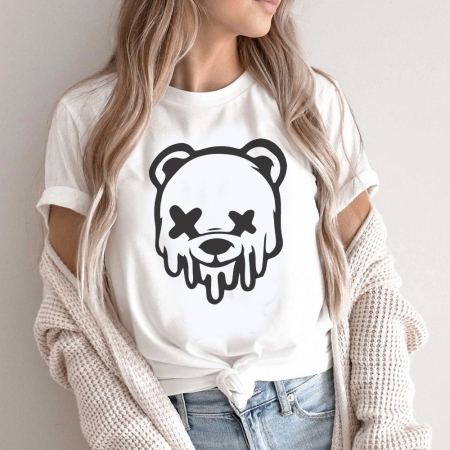 Tricouri Teddy - Tricou Dama Alb Melted Bear