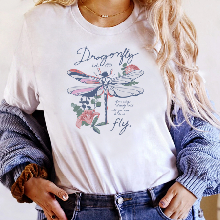 Femei - Tricou Dama Alb Dragonfly