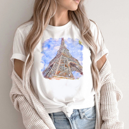 Tricouri Paris - Tricou Dama Alb Eiffel Tower