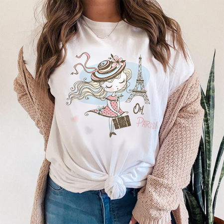 Tricouri Paris - Tricou Dama Alb Cute Girl