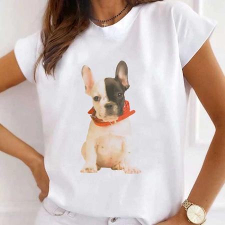 Femei - Tricou Dama Alb Cute Pug