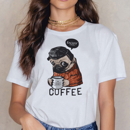 Tricouri Coffee - Tricou Dama Alb Enjoy Coffee