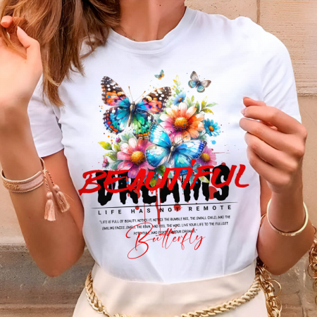 Tricouri Diverse - Tricou Dama Alb Beautiful Dreams