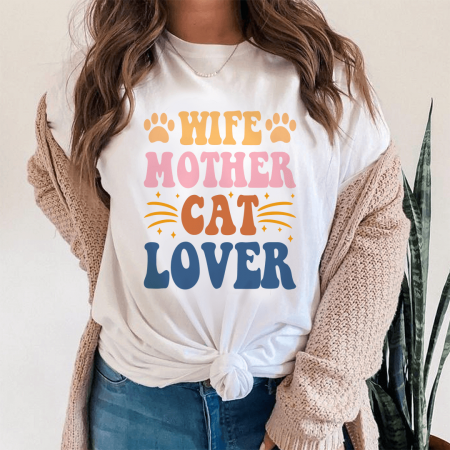Femei - Tricou Dama Alb Cat Lover