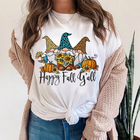 Femei - Tricou Dama Alb Happy Fall Y'all