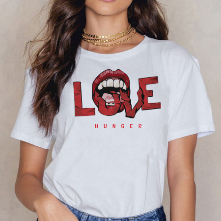 Tricouri Love - Tricou Dama Alb Love Hunger