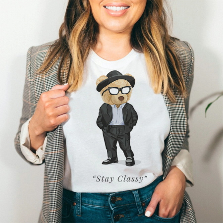Tricouri Teddy - Tricou Dama Alb Stay Classy