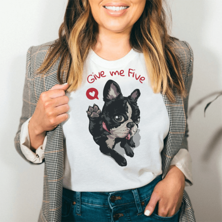 Femei - Tricou Dama Alb Give Me Five