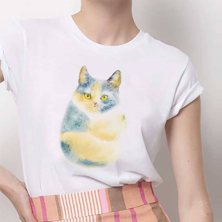 Femei - Tricou Dama Alb Furr Cat
