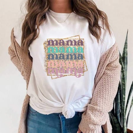 Tricouri Mom - Tricou Dama Alb Glitter Mom