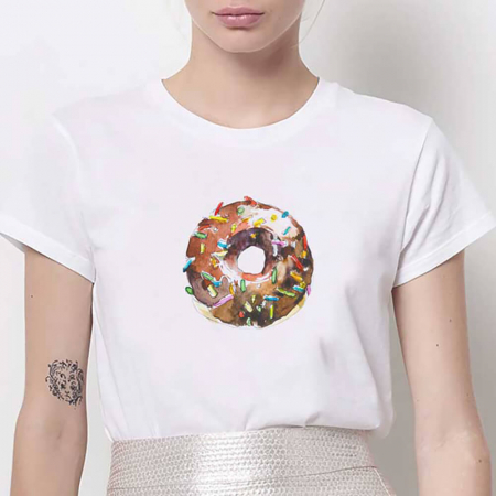 Tricouri Diverse - Tricou Dama Alb Glitter Donut