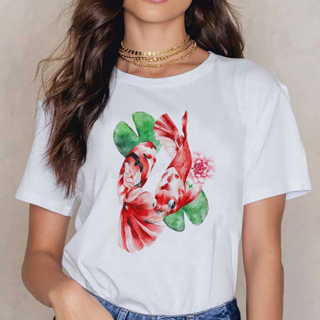 Tricouri Diverse - Tricou Dama Alb Coi Fish