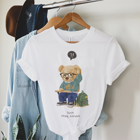 Tricouri Teddy - Tricou Dama Alb Just Stay Curious