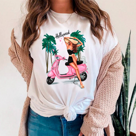 Tricouri Diverse - Tricou Dama Alb Hollywood