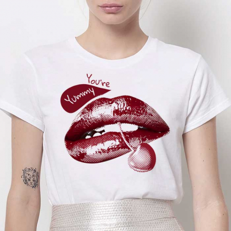 Tricouri Lips - Tricou Dama Alb You're Yummy