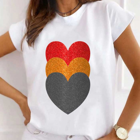 Femei - Tricou Dama Alb 3 Hearts