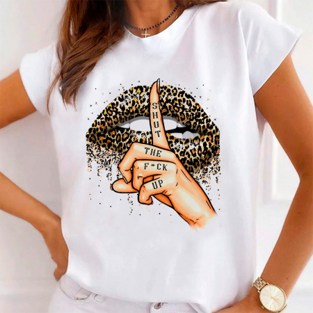 Tricouri Lips - Tricou Dama Alb Shut up Lips