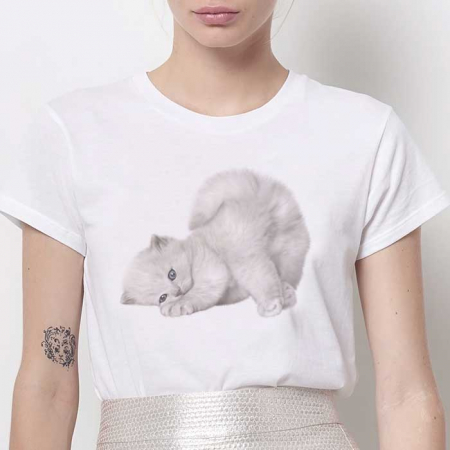 Femei - Tricou Dama Alb Lazy Cat