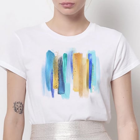 Tricouri Abstract - Tricou Dama Alb Blue Glitters