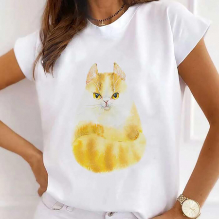 Femei - Tricou Dama Alb Mad Cat