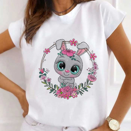 Femei - Tricou Dama Alb Rabbit In Spring