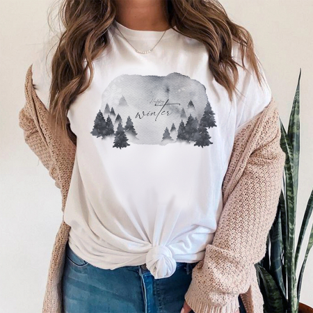 Tricouri X-mas - Tricou Dama Alb Happy Winter