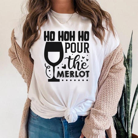 Tricouri X-mas - Tricou Dama Alb Merlot