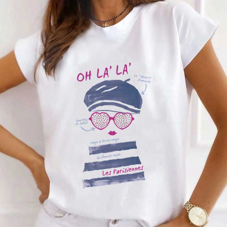 Tricouri Paris - Tricou Dama Alb Les Parisiennes