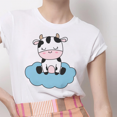 Femei - Tricou Dama Alb Holly Cow