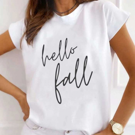 Femei - Tricou Dama Alb Hello Fall