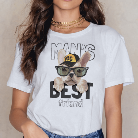 Femei - Tricou Dama Alb Man's Dog Best Firend