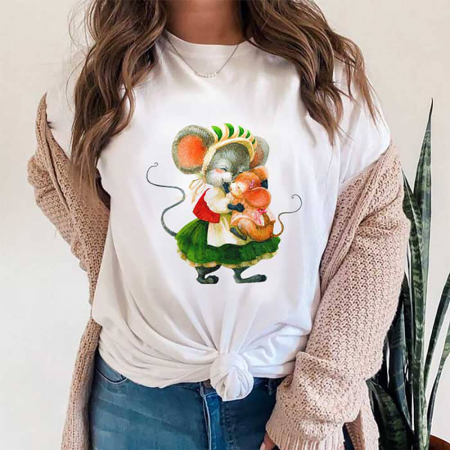 Femei - Tricou Dama Alb Mama Mouse