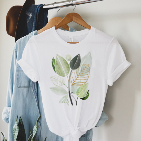 Tricouri Abstract - Tricou Dama Alb Abstract Leaves