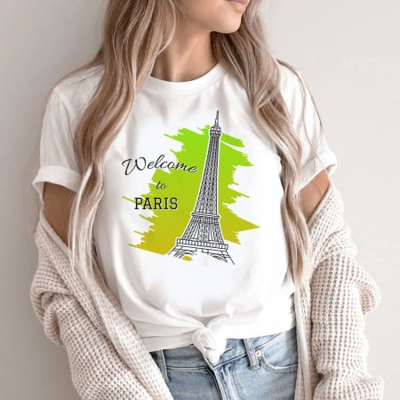 Tricouri Paris - Tricou Dama Alb Welcome To Paris
