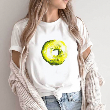 Tricouri Diverse - Tricou Dama Alb Yellow Donut