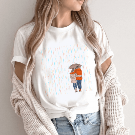Tricouri Love - Tricou Dama Alb Couple Rain